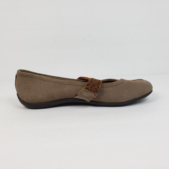 Eddie Bauer Womens Size 8.5 Delight Pine Taupe Suede Mary Jane Flats Shoes - Picture 4 of 12